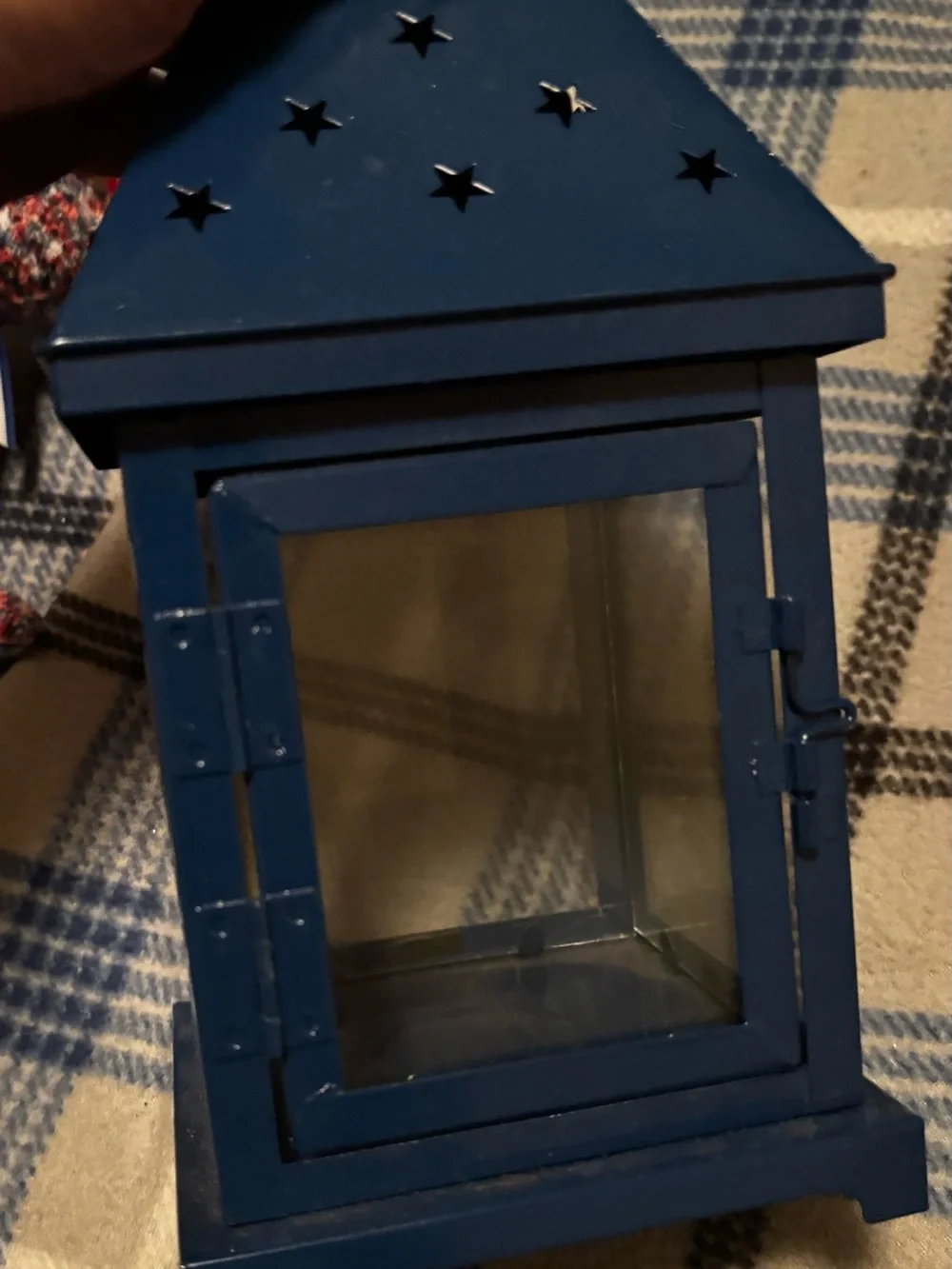 Decorative Star Lanterns - Navy and Red Metal Lanterns